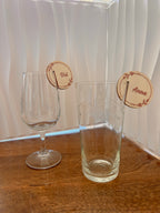 petit rond en bois porte nom pour verre