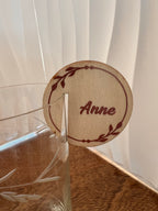petit rond en bois porte nom pour verre